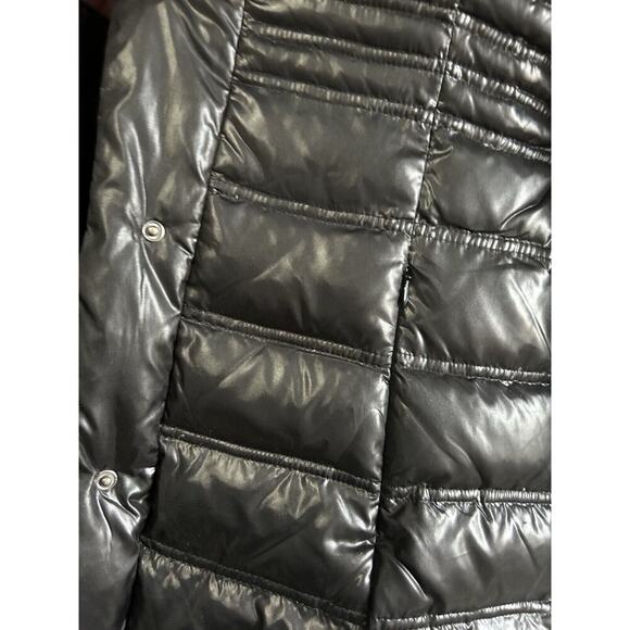 Moda international Puffer Jacket Black Women’s Size Small Long Winter Coat Shiny - Picture 5 of 15